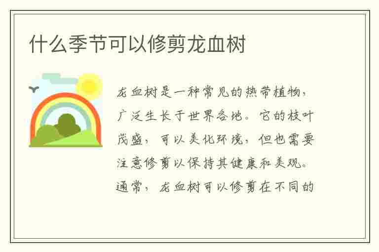 什么季节可以修剪龙血树(什么季节可以修剪龙血树枝)